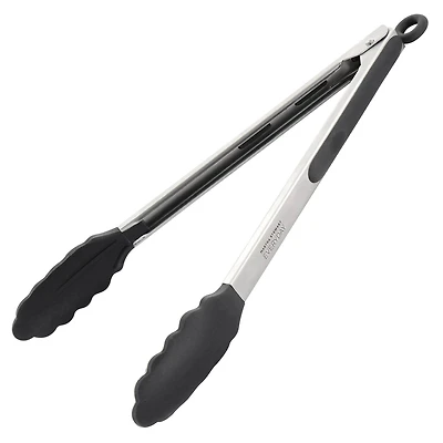 Martha Stewart Everyday Gray Silicone Smart Lock Kitchen Tongs