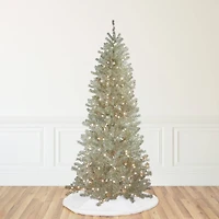 9ft. Pre-Lit Metallic Platinum Artificial Tinsel Christmas Tree, Clear Lights