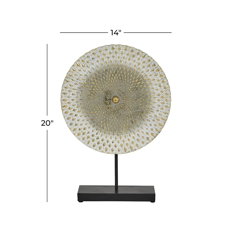 20" Gray & Gold Metal Mandala Sculpture