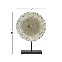 20" Gray & Gold Metal Mandala Sculpture