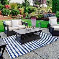 Blue & White Striped Rectangular Outdoor Area Rug, 4ft. x 6ft.