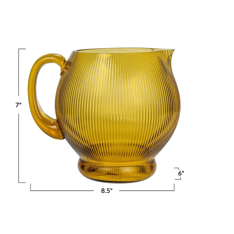 Hello Honey® 2.5qt. Amber Round Ribbed Glass Pitcher