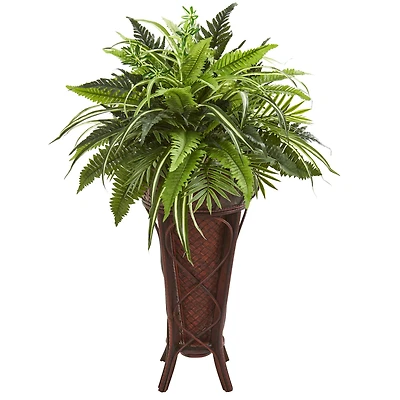 2.5ft. Mixed Greens & Fern Plant in Decorative Stand