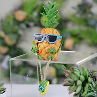 10" Tropical Boy Pineapple with Cocktail and Dangling Legs