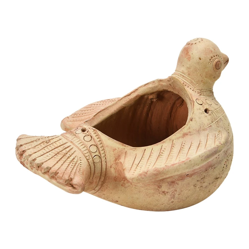 Hello Honey® 8" Terra Cotta Bird Planter with Engraved Designs