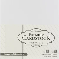 Core'dinations® White Canvas  12" x 12" Premium Cardstock, 20 Sheets