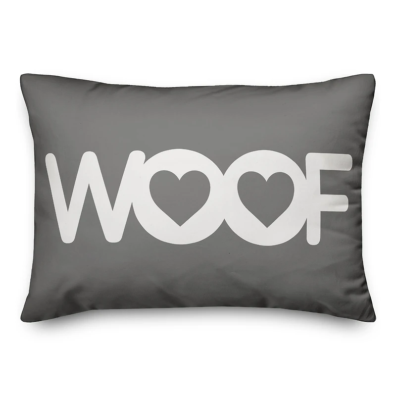 Woof Hearts Throw Pillow
