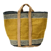 Hello Honey® 24" Mustard Striped Woven Jute Tote with Liner