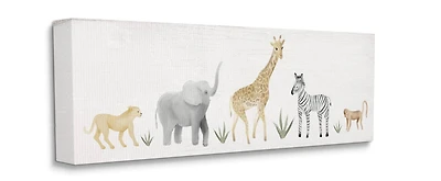 Stupell Industries Adorable Jungle Animals Wildlife Illustration Elephant Giraffe Canvas Wall Art