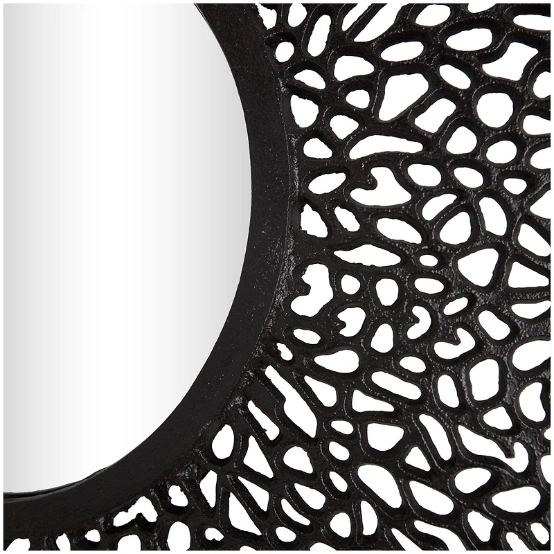 45" Black Abstract Aluminum Wall Mirror with Open Lattice Frame
