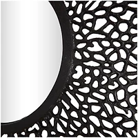45" Black Abstract Aluminum Wall Mirror with Open Lattice Frame