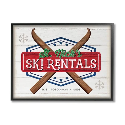 Stupell Industries St. Nick's Ski Rentals Vintage Framed Giclee Art