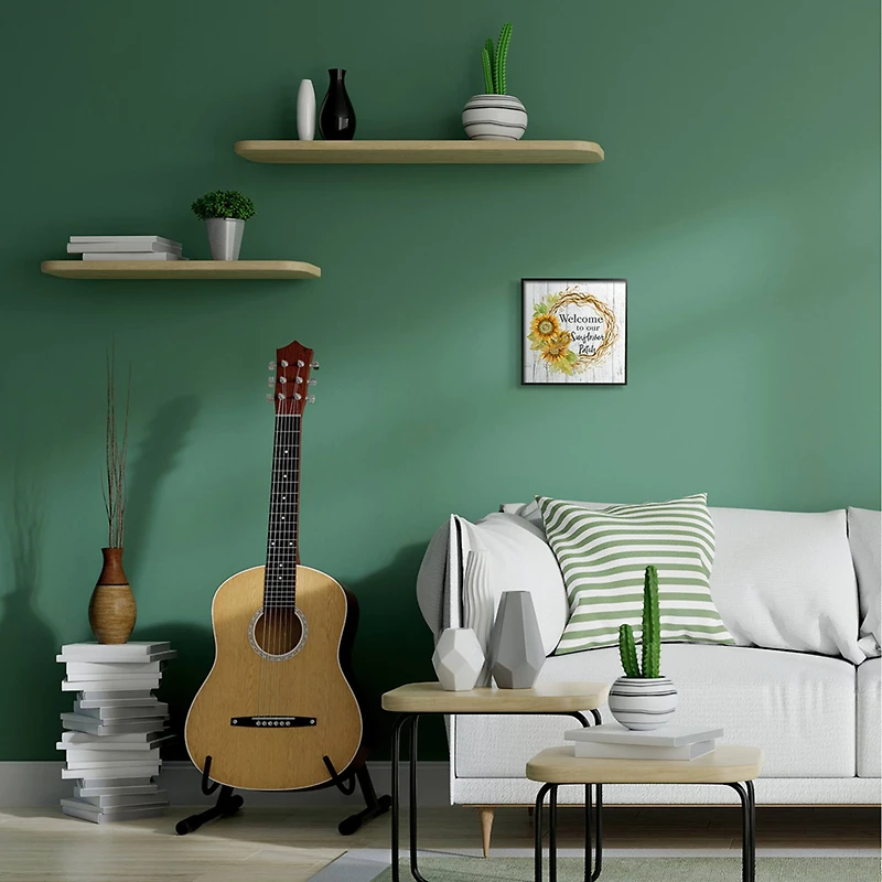 Stupell Industries Welcome to Sunflower Patch Rustic Floral Wreath Black Framed Wall Art