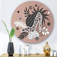 Designart - Leopard High-Heeled Shoes Tropical Leaves