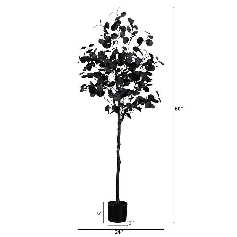 5ft. Artificial Halloween Black Eucalyptus Tree