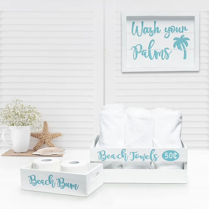 Elegant Designs White Wash Coastal Towel Holder