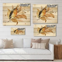 Designart - Robin Bird and Autumn Flowers