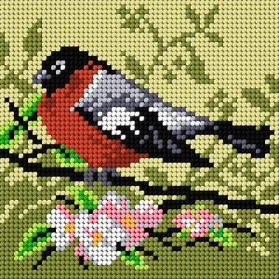 Orchidea Needlepoint Canvas For Halfstitch Without Yarn On A Branch Of Apple Tree - Printed Tapestry Canvas
