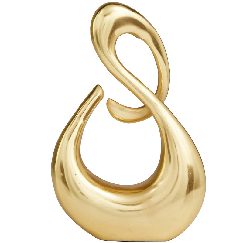 11.5" Golden Aluminum Swirl Abstract Sculpture Décor