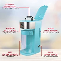 Brentwood 64oz. Blue Iced Tea and Coffee Maker