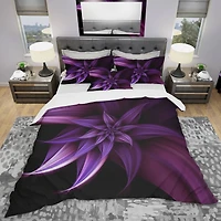 Designart 'Fractal Flower Purple' Modern & Contemporary Bedding Set