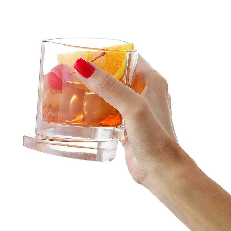 JoyJolt® 9.9oz. Aqua Vitae Triangle Off Base Whiskey Glasses, 2ct.
