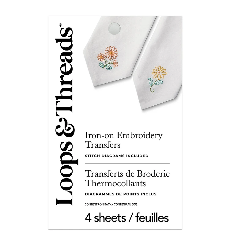 Floral Iron-On Embroidery Transfer Set by Loops & Threads®