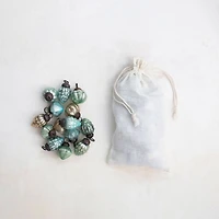 Hello Honey® 36 Pack 1" Gold, Green & Blue Embossed Mercury Glass Ornaments