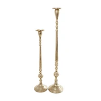 Gold Aluminum Tall Pillar Candle Holder Set