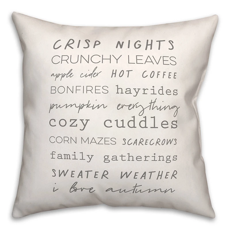 Off-White Autumn Words Throw Pillow