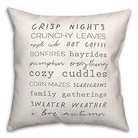 Off-White Autumn Words Throw Pillow