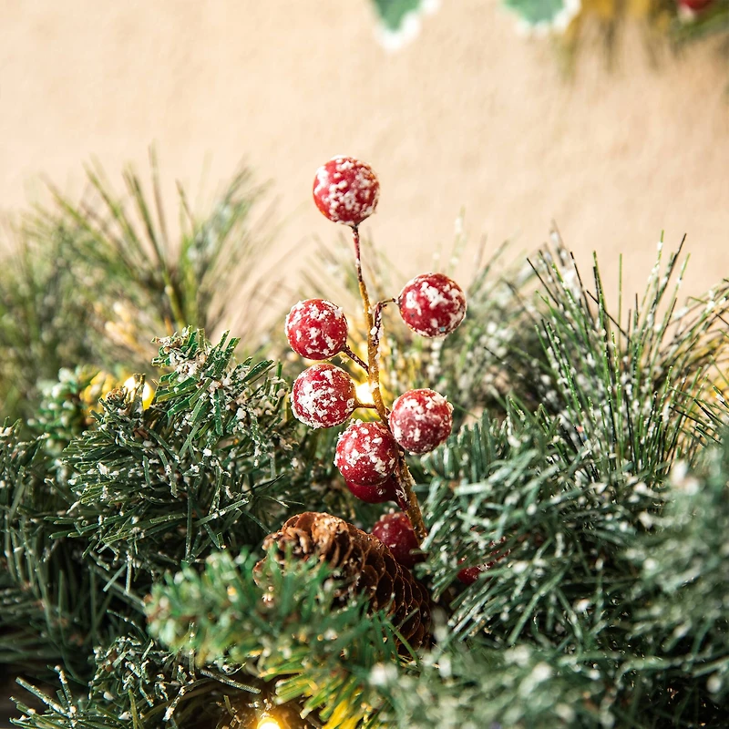 Glitzhome® 6ft. Pre-Lit Glittered Pinecones & Berries Christmas Garland, 2ct.