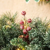 Glitzhome® 6ft. Pre-Lit Glittered Pinecones & Berries Christmas Garland, 2ct.