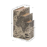 World Map Wooden Traditional Book Box Set