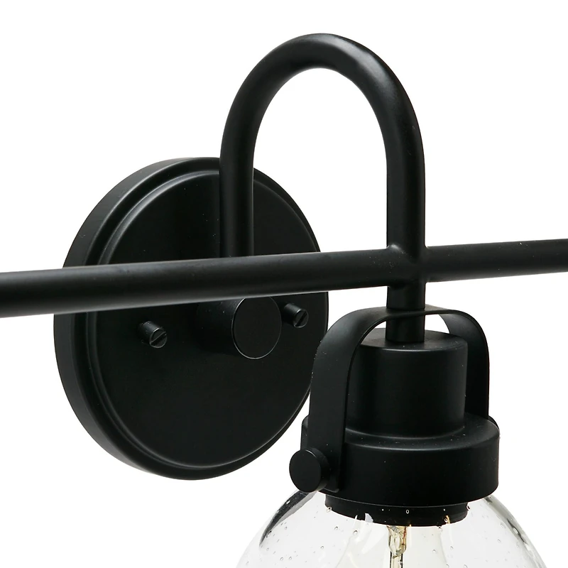 Hello Honey® Robert Stevenson Lighting Avalon Matte Black Metal & Glass 3-Light Vanity Light