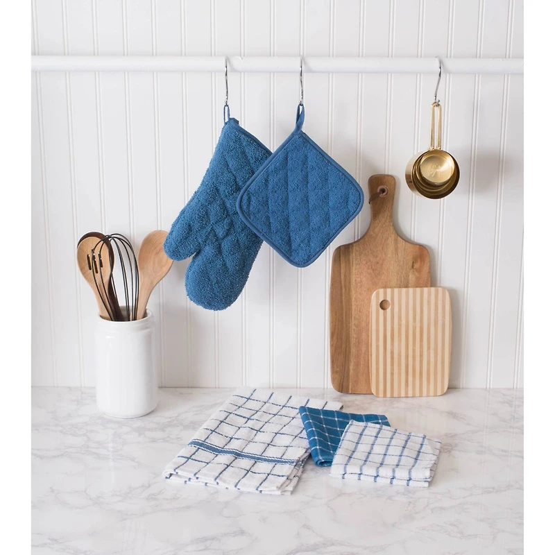 DII® Blue Combo Windowpane Dishcloths, 6ct.