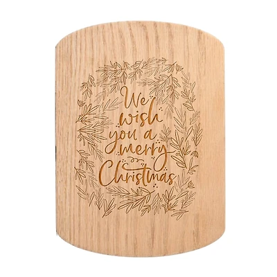 We Wish You a Merry Christmas 11" x 8" Redwood Oval Cutting Board