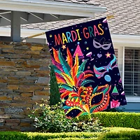 Mardi Gras Feathers and Masks Outdoor House Flag 40" x 28"