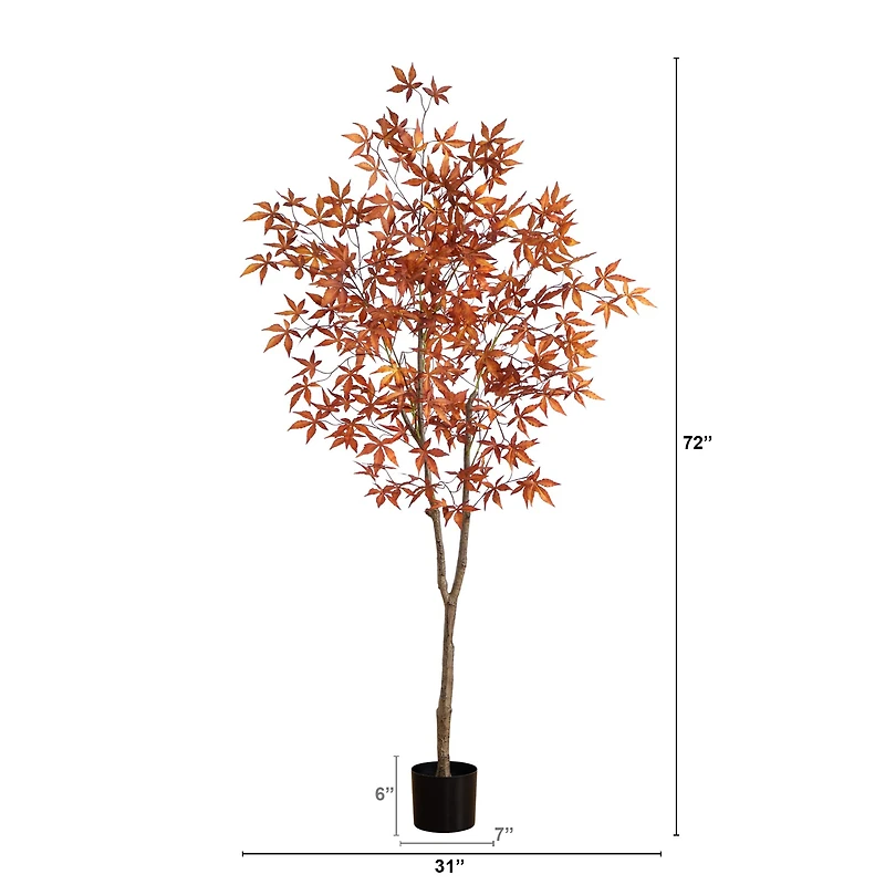 6ft. Orange Japanese Maple Artificial Potted Tree