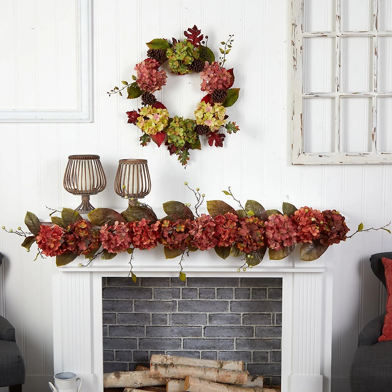 6ft. Fall Hydrangea & Berry Autumn Garland