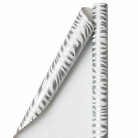 JAM Paper Safari Silver & White Zebra Gift Wrap, 2ct.