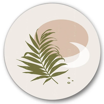 Designart - Abstract Sun and Moon With Green Leaf II