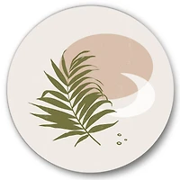 Designart - Abstract Sun and Moon With Green Leaf II