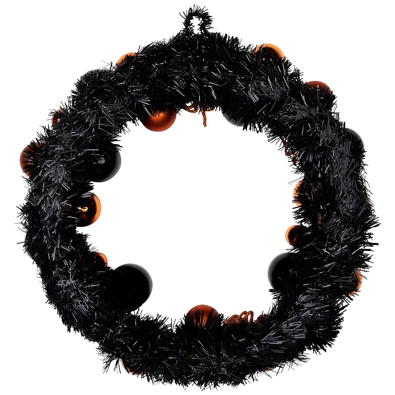 18'' Unlit Orange Spiders and Ornaments Halloween Wreath