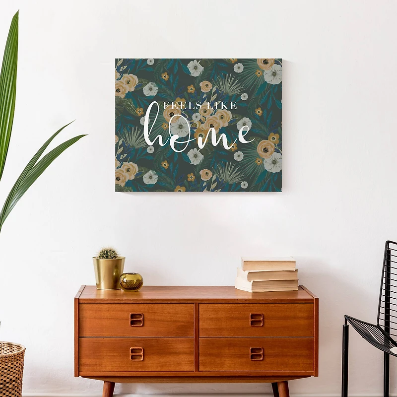 Feels Like Home Tropical Floral Canvas Wall Art