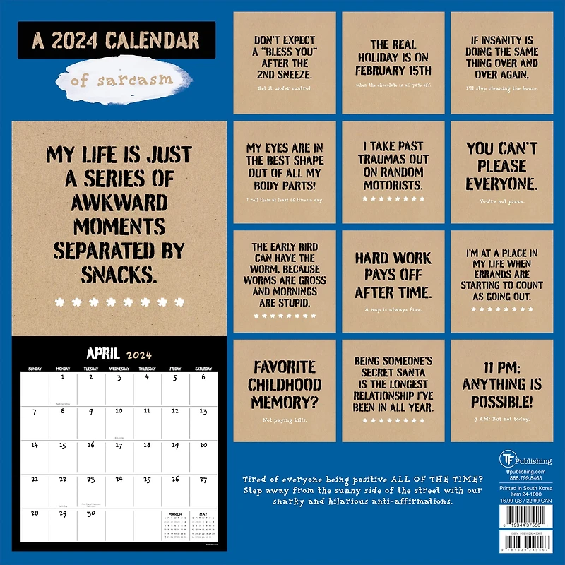 TF Publishing Anti-Affirmations Wall Calendar