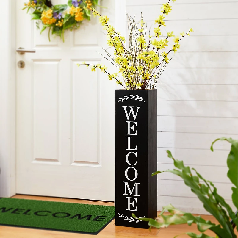 Glitzhome® 30" Black Wood Boxed Welcome Porch Sign