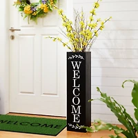 Glitzhome® 30" Black Wood Boxed Welcome Porch Sign