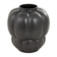 13" Black Speckled Ceramic Bubble Ribbed Vase