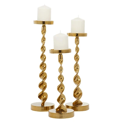 Gold Aluminum Coastal Candle Holder Set